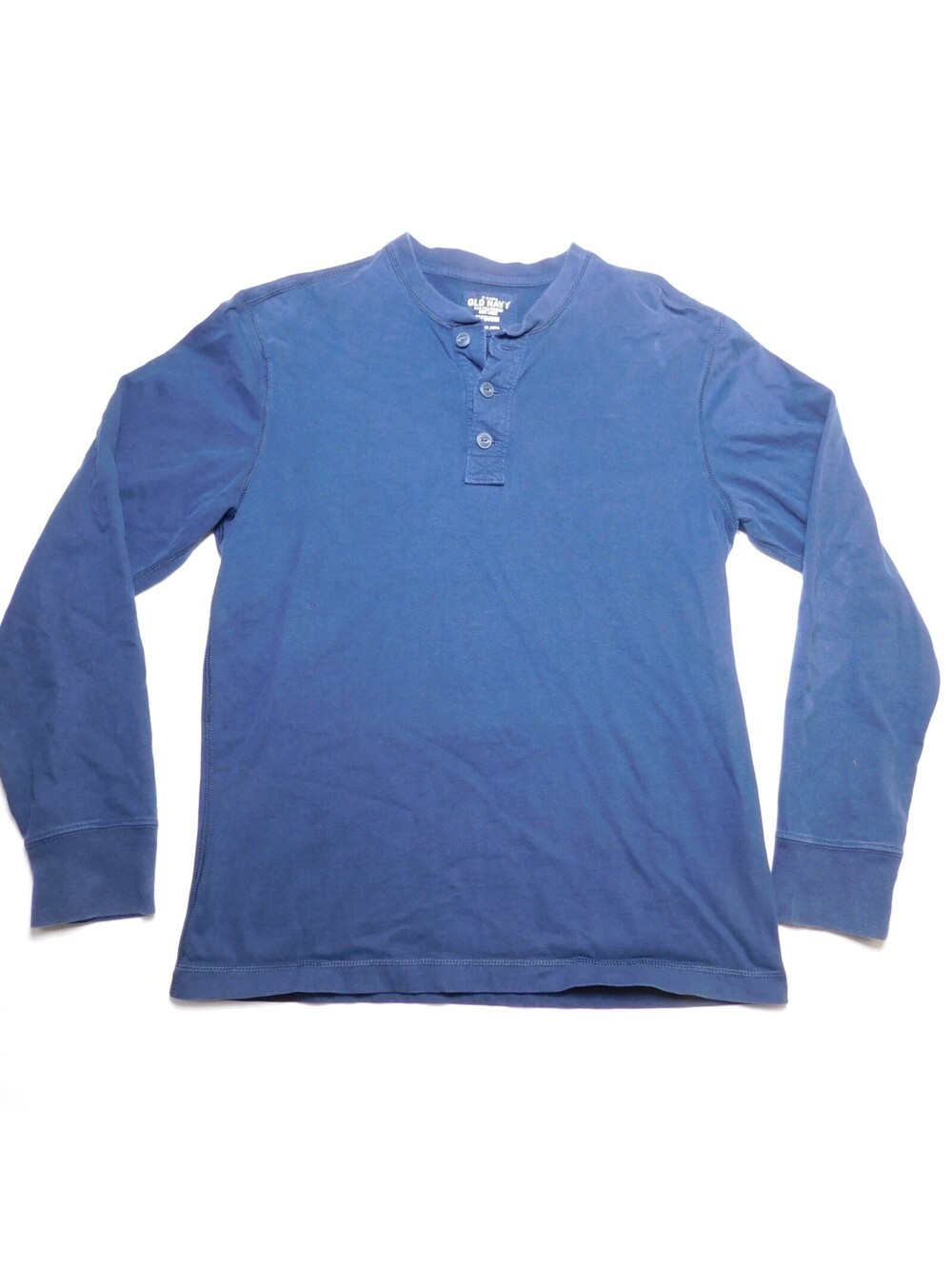 Old Navy Henley Shirt Men's Medium Blue Long Sleeve 3-Button Solid Knit Tee